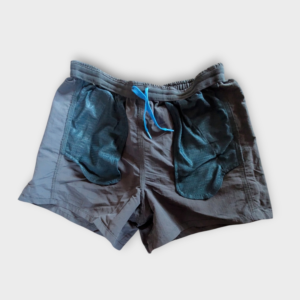 Patagonia Baggies Shorts M 5" Inseam Charcoal Grey Blue Drawstring Nylon Gorpcor - Picture 4 of 4